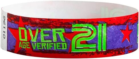 WristCo Over 21 Green - Tyvek Wristbands for Events - 500 Count ¾" x 10" - Waterproof Recyclable Comfortable Tear Resistant Paper Bracelets Wrist Bands for Concerts Festivals Admission Party in Kuwait