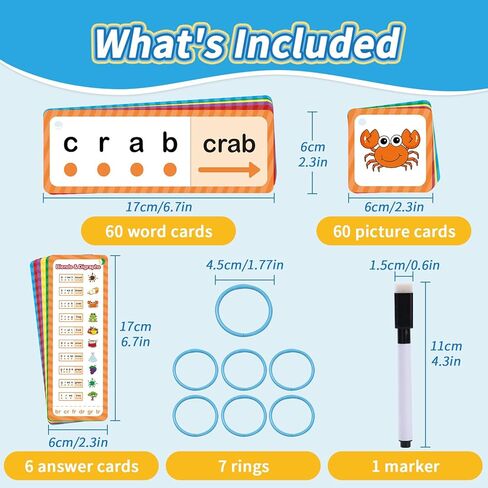 Phonics Games Flash Cards for Kids, CVC Word Games, Educational Speech Therapy Toys for Toddlers, Learn to Read & Spell, Preschool Kindergarten Learning Activities, Homeschool Essentials in Saudi Arabia