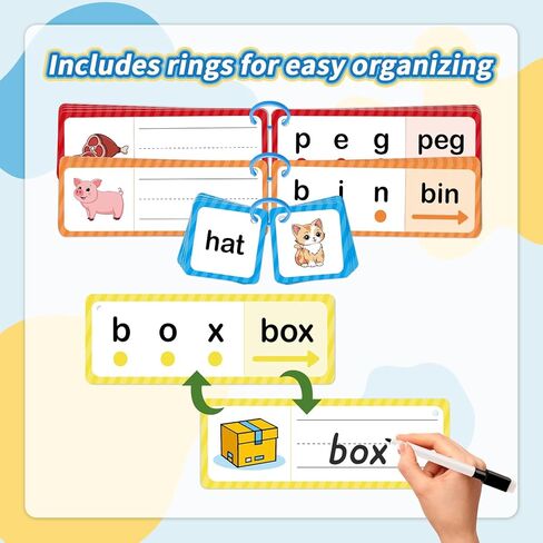 Phonics Games Flash Cards for Kids, CVC Word Games, Educational Speech Therapy Toys for Toddlers, Learn to Read & Spell, Preschool Kindergarten Learning Activities, Homeschool Essentials in Saudi Arabia