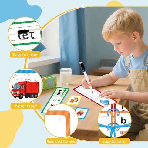 Phonics Games Flash Cards for Kids, CVC Word Games, Educational Speech Therapy Toys for Toddlers, Learn to Read & Spell, Preschool Kindergarten Learning Activities, Homeschool Essentials in Saudi Arabia
