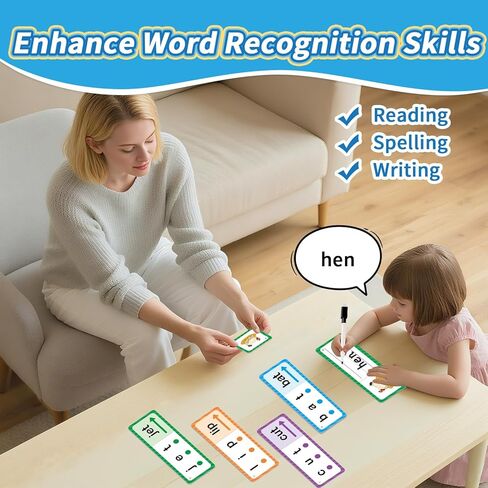 Phonics Games Flash Cards for Kids, CVC Word Games, Educational Speech Therapy Toys for Toddlers, Learn to Read & Spell, Preschool Kindergarten Learning Activities, Homeschool Essentials in Saudi Arabia