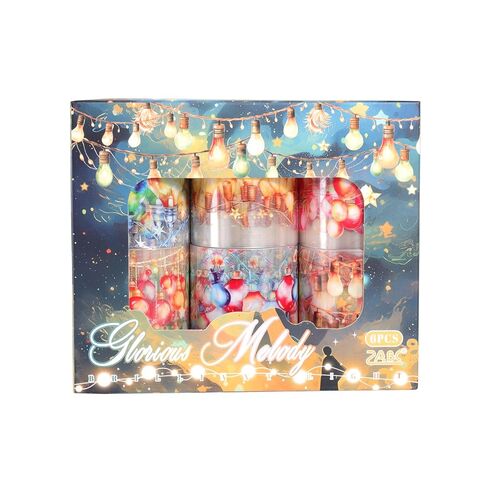 Holiday Lights Washi Tape Set, 6 Rolls Festive Christmas Decorative Tape with String Lights and Ornaments for Journaling Supplies, Scrapbooking, Card Making, Gift Wrapping and Holiday Crafts in Saudi Arabia