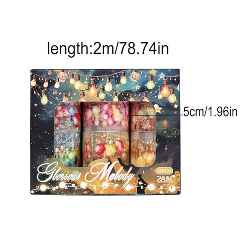 Holiday Lights Washi Tape Set, 6 Rolls Festive Christmas Decorative Tape with String Lights and Ornaments for Journaling Supplies, Scrapbooking, Card Making, Gift Wrapping and Holiday Crafts in Saudi Arabia