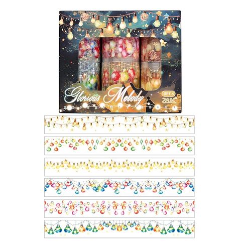 Holiday Lights Washi Tape Set, 6 Rolls Festive Christmas Decorative Tape with String Lights and Ornaments for Journaling Supplies, Scrapbooking, Card Making, Gift Wrapping and Holiday Crafts in Saudi Arabia