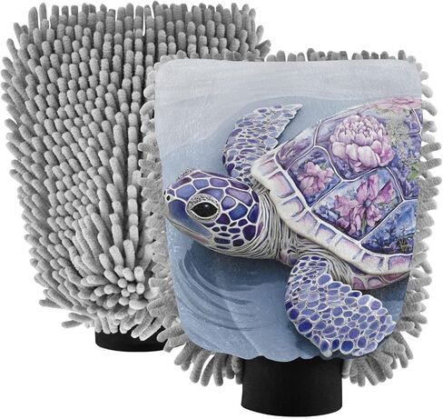 AIXIWAWA Car Wash Mitt Washing Glove Art Sea Turtle Print Scratch Free Water Absorbent 2 Pack Large in Saudi Arabia
