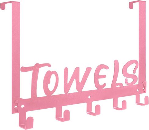 Over The Door Hook - Towel Holder Towel Hook Towel Rack for Bathroom, Towel Hanger Door Hanger, Door Rack with 5 Hooks for Bathroom, Bedroom(Black) in Saudi Arabia