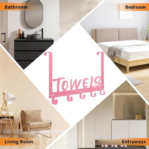 Over The Door Hook - Towel Holder Towel Hook Towel Rack for Bathroom, Towel Hanger Door Hanger, Door Rack with 5 Hooks for Bathroom, Bedroom(Black) in Saudi Arabia