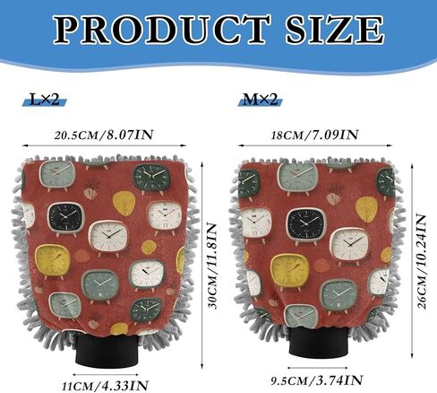 AIXIWAWA Cartoon Clocks Print Car Wash Mitt Washing Glove Scratch Free Water Absorbent 2 Pack Large in Saudi Arabia