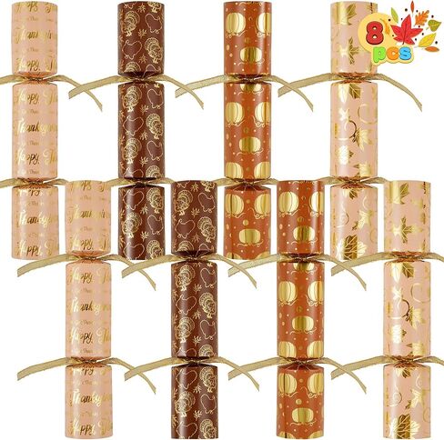 JOYIN 8 PACK Thanksgiving Non-Snap Party Favor, Maple Style Thanksgiving No Snap Party Table Favor Set with Joke Dice & Gifts, Fall Holiday Dinner Traditions Prizes Supplies for Kids Adults in Saudi Arabia