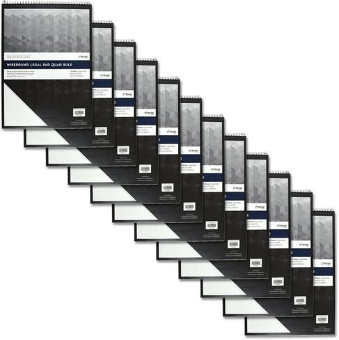 Silverpoint Top Wire Legal Pad, College Rule, Heavy Back, 8.5 x 11.75 Inches, 70 Sheets, Protective Cover, Gray/Black (51073) in Kuwait