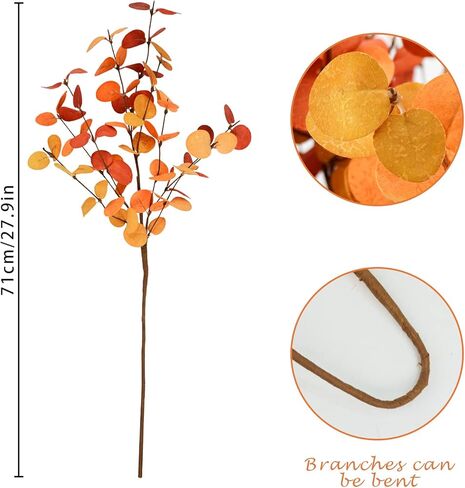 Agusbagli 6 Pcs Artificial Eucalyptus Leaves 28'' Tall Velvet Christmas Flowers Leaf Greenery Stems Winter Decorations for Holiday Xmas Tree Home Wedding Thanksgiving Floral Arrangements in Kuwait