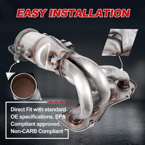 محول حفاز مشعب العادم الأمامي 47107 674-044 متوافق مع Toyota Camry Solara 2.4L L4 2006 2007 2008 2009 استبدال مباشر (متوافق مع وكالة حماية البيئة) in Saudi Arabia