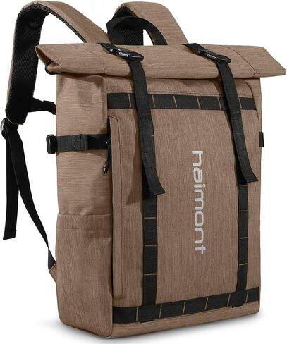Haimont Rolltop Backpack for Men Women Water-Resistant Carry on Travel Backpack Casual Daypack with Laptop Compartment for Work Trip Hiking, 20L, Black in Saudi Arabia