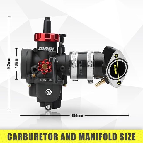 مكربن ​​NIBBI PE24mm لمحرك GY6 150CC رباعي الأشواط 152/157QMJ QMI152/157 سكوتر الدراجة مع مشعب السحب 48 مللي متر فلتر هواء in Saudi Arabia