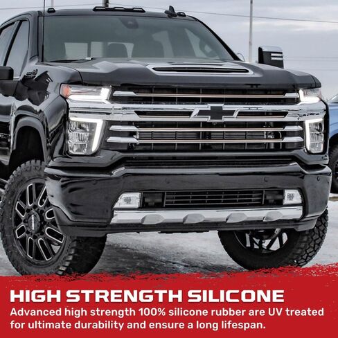 RECON - Fits 20-25 Chevy Silverado 2500/3500 HD Tow Hook Covers 2-Piece Set of 100% Silicone Rubber Covers Heavy Duty Rugged Durability Unique Style Protection (Black) in Saudi Arabia