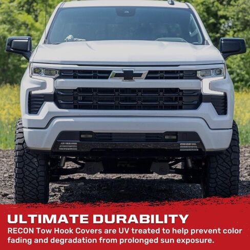 RECON - Fits 20-25 Chevy Silverado 2500/3500 HD Tow Hook Covers 2-Piece Set of 100% Silicone Rubber Covers Heavy Duty Rugged Durability Unique Style Protection (Black) in Saudi Arabia