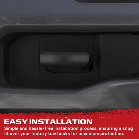 RECON - Fits 20-25 Chevy Silverado 2500/3500 HD Tow Hook Covers 2-Piece Set of 100% Silicone Rubber Covers Heavy Duty Rugged Durability Unique Style Protection (Black) in Saudi Arabia