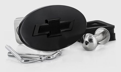 Chevrolet Bowtie Black Oval Hitch Cover with 2" Trailer Hitch Receiver in Saudi Arabia
