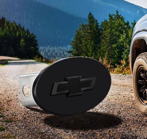 Chevrolet Bowtie Black Oval Hitch Cover with 2" Trailer Hitch Receiver in Saudi Arabia
