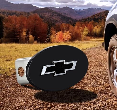 Chevrolet Bowtie Black Oval Hitch Cover with 2" Trailer Hitch Receiver in Saudi Arabia