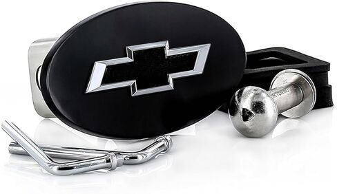 Chevrolet Bowtie Black Oval Hitch Cover with 2" Trailer Hitch Receiver in Saudi Arabia