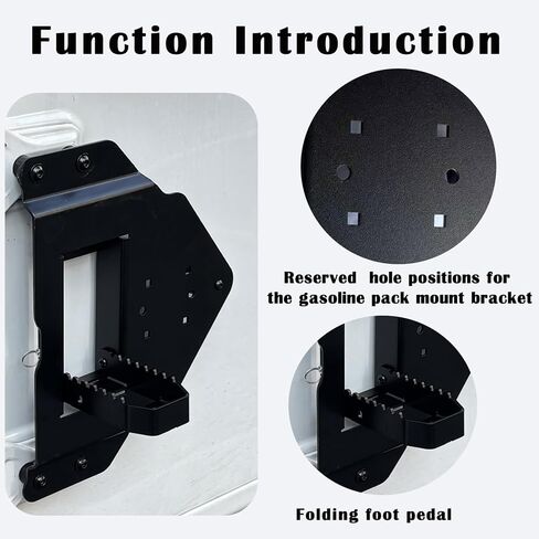 FinFox 2-in-1 قابلة للطي الباب المفصلي خطوة القدم متوافقة مع 2007-2024 Jeep Wrangler JK JL JT & Gladiator، دعامة تثبيت بمفصلة باب الوقود تناسب حاوية الغاز سعة 2 جالون (يسار) in Saudi Arabia