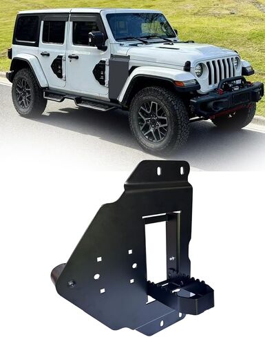 FinFox 2-in-1 قابلة للطي الباب المفصلي خطوة القدم متوافقة مع 2007-2024 Jeep Wrangler JK JL JT & Gladiator، دعامة تثبيت بمفصلة باب الوقود تناسب حاوية الغاز سعة 2 جالون (يسار) in Kuwait