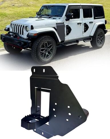 FinFox 2-in-1 قابلة للطي الباب المفصلي خطوة القدم متوافقة مع 2007-2024 Jeep Wrangler JK JL JT & Gladiator، دعامة تثبيت بمفصلة باب الوقود تناسب حاوية الغاز سعة 2 جالون (يسار) in Saudi Arabia