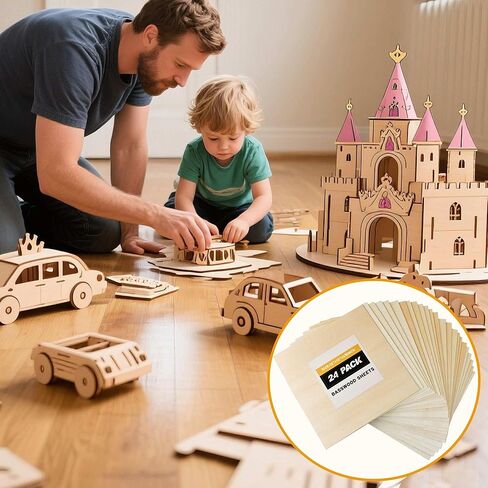 Basswood Sheets 12x12 in, 1/8 Inch Thick 24 Pack Unfinished Square Wood Boards for Laser Cutting, Wood Burning, Engraving, Painting, DIY Crafts, Model Making, CNC, and Architectural Projects in Saudi Arabia