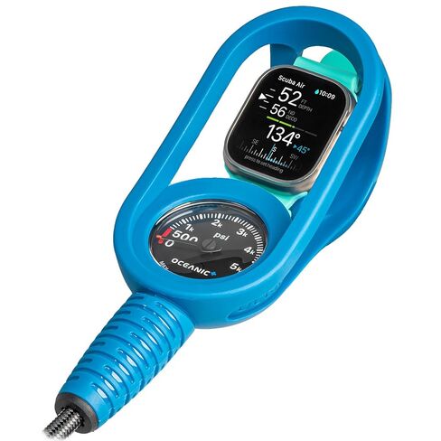 Oceanic+ Console with Pressure Gauge | Secure your Apple Watch Ultra next to a tank pressure gauge | PSI version | Submersible | Hose included in Saudi Arabia