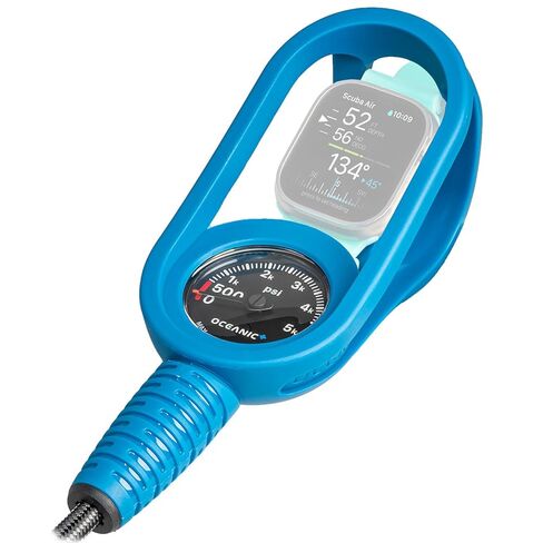 Oceanic+ Console with Pressure Gauge | Secure your Apple Watch Ultra next to a tank pressure gauge | PSI version | Submersible | Hose included in Saudi Arabia
