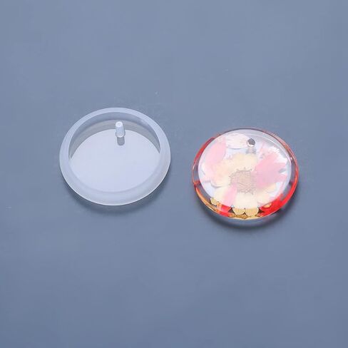 10 Pcs Flat Round Silicone Molds, DIY Pendant Resin Casting Molds Clay Craft Tools for DIY Cake Decoration Chocolate Candy Craft Necklace UV Resin Epoxy Resin Pendant, 42x7.5mm, Hole: 3mm in Saudi Arabia