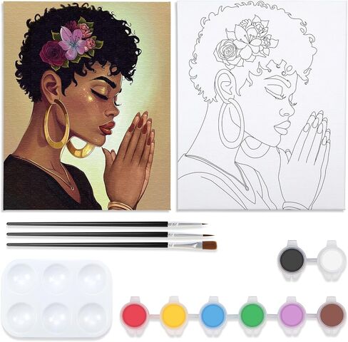 مجموعة لوحات قماشية من VOCHIC مرسومة مسبقًا للرسم للبالغين، مجموعة فنية لمستلزمات الحفلات والرسم الأفرو، مقاس 8 × 10 بوصة in Saudi Arabia