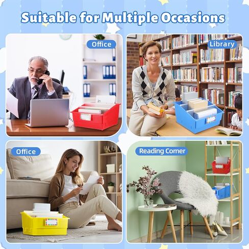 6 مجموعات من صناديق الكتب البلاستيكية - صناديق كتب الصور للفصل الدراسي مع فواصل وملصق لمكتبة المدرسة، منظم تخزين المجلات (لون قوس قزح) in Kuwait
