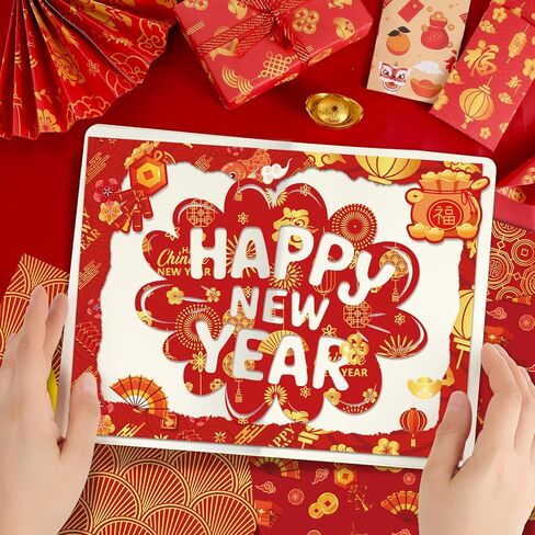 Konsait 24 Sheets Chinese New Year Scrapbook Paper 12x12, Double Sided Spring Festival Decorative Paper Pattern Papers Lunar New Year Cardstock Pad Origami Papers for Card Making Scrapbook Supplies in Saudi Arabia