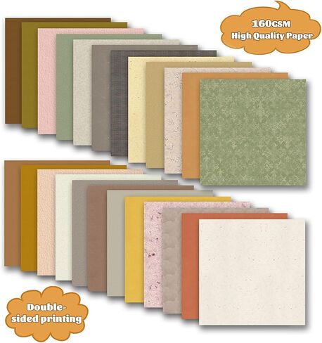 24 Pack Scrapbook Paper 12 × 12 Textured Patterned Paper, Vintage Double-Sided Decorative Craft Papers Scrapbooking Supplies for DIY Card Making Photo Album Journal Decor (Fabric Texture) in Saudi Arabia