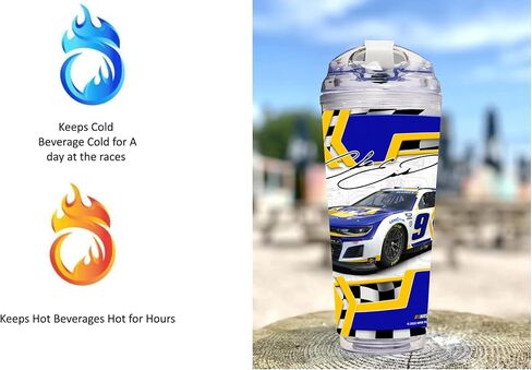 Rico Industries NASCAR Kyle Busch #8 3CHI 24 oz Double Walled Acrylic Beverage Tumbler - Race Fan Gear - Gift for Car, Pool or Garage - Officially Licensed Collectable Vessel with Hinged Lid, Straw in Saudi Arabia