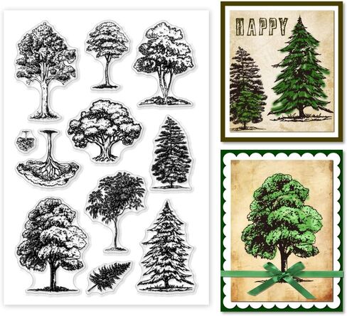 1 Sheet Clear Stamp, Woods Trees Background Transparent Rubber Stamps Reusable Silicone Clear Stamp Seals for Card Making Decoration DIY Scrapbooking Album Decor Craft in Saudi Arabia