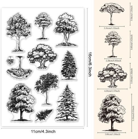 1 Sheet Clear Stamp, Woods Trees Background Transparent Rubber Stamps Reusable Silicone Clear Stamp Seals for Card Making Decoration DIY Scrapbooking Album Decor Craft in Saudi Arabia