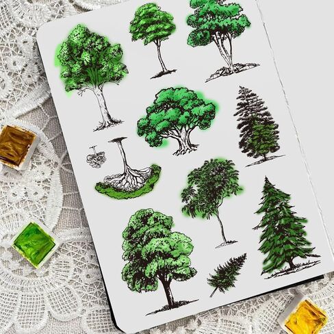 1 Sheet Clear Stamp, Woods Trees Background Transparent Rubber Stamps Reusable Silicone Clear Stamp Seals for Card Making Decoration DIY Scrapbooking Album Decor Craft in Saudi Arabia
