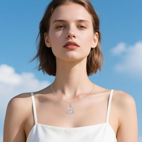 Panda Gifts 925 Sterling Silver Panda Heart Pendant Necklace Panda Jewelry for Women Girls in Saudi Arabia