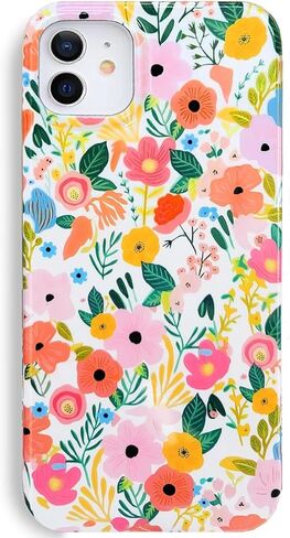 J.west Floral iPhone 11 Case 6.1", Soft TPU Flower Pattern Design, Shockproof Bumper for Women & Girls Blue in Kuwait