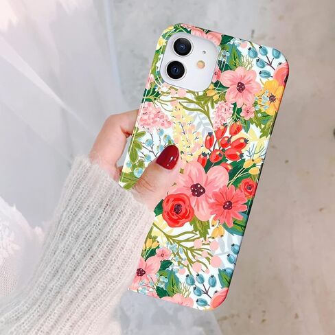 J.west iPhone 11 Case 6.1، جمالية بألوان مائية بسيطة بوهو حديثة مجردة مطبوعات رفيعة بخط هندسي نباتي أوراق النخيل نمط وردي ناعم من مادة TPU غطاء مقاوم للصدمات حافظة هاتف واقية للنساء in Kuwait