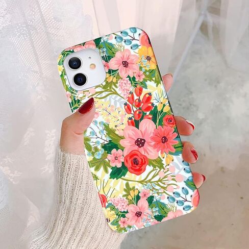 J.west iPhone 11 Case 6.1، جمالية بألوان مائية بسيطة بوهو حديثة مجردة مطبوعات رفيعة بخط هندسي نباتي أوراق النخيل نمط وردي ناعم من مادة TPU غطاء مقاوم للصدمات حافظة هاتف واقية للنساء in Kuwait