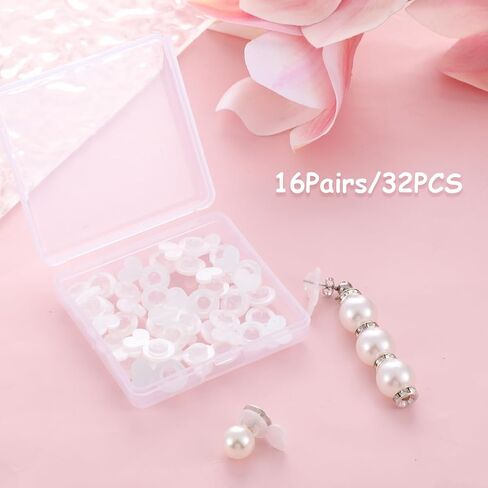 32 Pcs Clear Heart Silicone Earring Backs for Droopy Ears, Earring Lifters Backs for for Heavy Earrings Support Comfortable Rubber Earrings Back Replacements for Big Studs in Saudi Arabia
