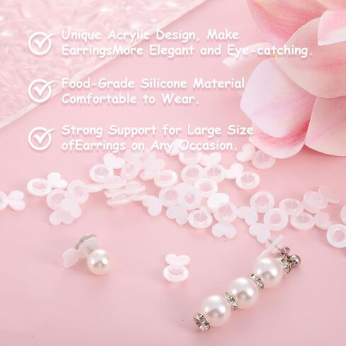 32 Pcs Clear Heart Silicone Earring Backs for Droopy Ears, Earring Lifters Backs for for Heavy Earrings Support Comfortable Rubber Earrings Back Replacements for Big Studs in Saudi Arabia