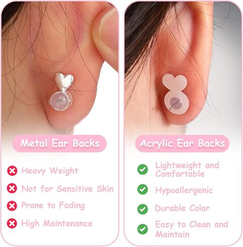 32 Pcs Clear Heart Silicone Earring Backs for Droopy Ears, Earring Lifters Backs for for Heavy Earrings Support Comfortable Rubber Earrings Back Replacements for Big Studs in Saudi Arabia