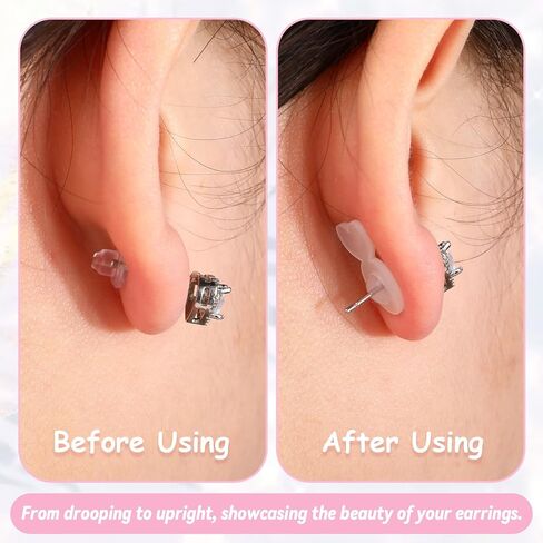 32 Pcs Clear Heart Silicone Earring Backs for Droopy Ears, Earring Lifters Backs for for Heavy Earrings Support Comfortable Rubber Earrings Back Replacements for Big Studs in Saudi Arabia