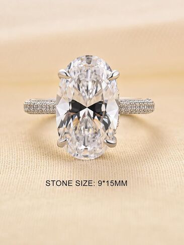 8.0CT خاتم الخطوبة ذو القطع البيضاوي الممتاز، D-Color VVS Big CZ Gemstone 925 خاتم الوعد من الفضة الاسترليني in Saudi Arabia