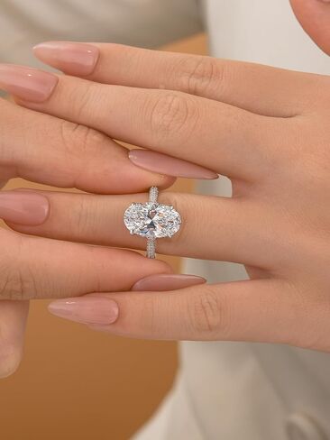 8.0CT خاتم الخطوبة ذو القطع البيضاوي الممتاز، D-Color VVS Big CZ Gemstone 925 خاتم الوعد من الفضة الاسترليني in Saudi Arabia